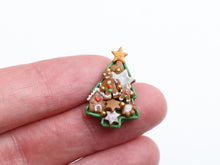 Load image into Gallery viewer, Festive Gingerbread Selection on Christmas Tree-shaped Tray - Handmade Miniature Food in 12th Scale