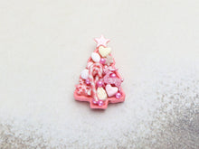 Load image into Gallery viewer, Pink Festive Treats on Christmas Tree-shaped Tray - Handmade Miniature Food in 12th Scale