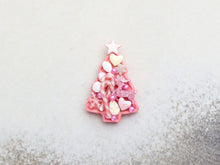 Load image into Gallery viewer, Pink Festive Treats on Christmas Tree-shaped Tray - Handmade Miniature Food in 12th Scale