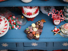 Load image into Gallery viewer, Chocolate Festive Treats on Christmas Tree-shaped Tray - Handmade Miniature Food in 12th Scale