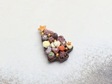 Load image into Gallery viewer, Chocolate Festive Treats on Christmas Tree-shaped Tray - Handmade Miniature Food in 12th Scale
