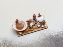 Load image into Gallery viewer, Playful Gingerbread Men Making Cinnamon Stars Preparation Board - Handmade Miniature Food For Dollshouse