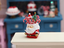 Load image into Gallery viewer, Gorgeous Santa Jar with Candy Canes and Holiday Cake Pops - Handmade Miniature Food in 12th Scale