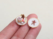 Load image into Gallery viewer, Gingerbread Man Cupcake Dessert and Matching Decorative Plate - Handmade Miniature Food in 12th Scale