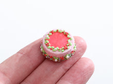 Load image into Gallery viewer, Pink Christmas Cake with Piped Crown - 12th Scale Dollhouse Miniature Food