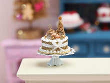 Load image into Gallery viewer, Gold Christmas Tree and Bauble Cake - 12th Scale Dollhouse Miniature Food