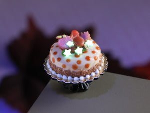 Caramel Cake with Glowing Stars - Dollhouse Miniature Food for Autumn
