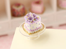 Load image into Gallery viewer, Heartshaped Cake with Lilac Roses - Handmade Miniature Food