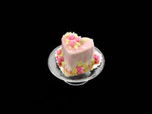 Load image into Gallery viewer, Heartshaped Drip Cake with Pink Roses - Handmade Miniature Food