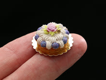 Load image into Gallery viewer, Purple St Honoré French Pastry with Pink Rose - Handmade Miniature Food