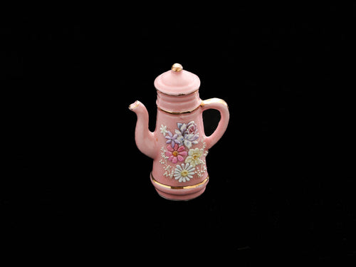 Pink Floral Tall Teapot - Miniature decoration for Dollhouses