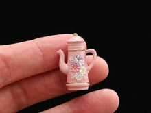 Load image into Gallery viewer, Pink Floral Tall Teapot - Miniature decoration for Dollhouses