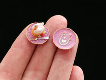 Load image into Gallery viewer, Dessert and Decorative Pink Plate - Pastry Swan - Handmade Miniature Food