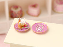 Load image into Gallery viewer, Dessert and Decorative Pink Plate - Pastry Swan - Handmade Miniature Food