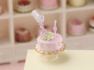 Frozen Moment Pink Sprinkles and Drip Cake - Handmade Miniature Food