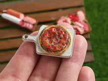 Load image into Gallery viewer, Pepperoni Pizza on Board - Handmade Miniature Food in 12th Scale