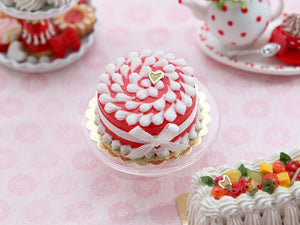Red Velvet Cake with Hand-piped Cream Decoration - OOAK - Handmade Miniature Food