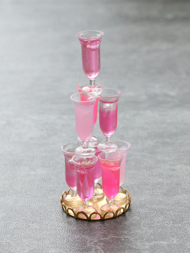 Pink Cocktail Tower - Handmade Miniature Dollhouse Food