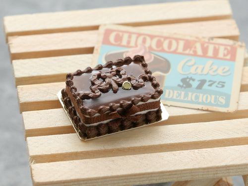 Chocolate Bow Cake - Handmade Miniature Dollhouse Food