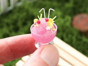 Large Raspberry Slushy / Granité for Two - Summer Drinks - Handmade Miniature Dollhouse Food