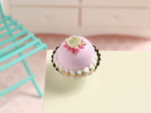 Load image into Gallery viewer, Pink Princess Cake with Rose Decoration - Handmade miniature dollhouse food