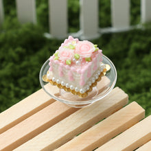 Load image into Gallery viewer, Pink Roses Square Cake - OOAK - Handmade Miniature Dollhouse Food