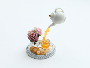 Frozen Moment - Tea, Cookies and Roses - Handmade Miniature Dollhouse Food