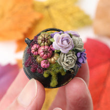 Load image into Gallery viewer, Witches Cauldron, Roses, Pumpkins, Bubbles (Glows!) - Handmade Miniature Decoration