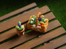 Load image into Gallery viewer, Marzipan Vegetable Garden Basket Cake - 12th Scale Handmade Miniature Food