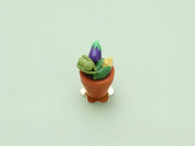 Load image into Gallery viewer, Flower Pot Garden Cupcake with Marzipan Vegetable Decoration - Pea Pod, Aubergine, Sweetcorn - 12th Handmade Miniature Food