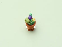 Load image into Gallery viewer, Flower Pot Garden Cupcake with Marzipan Vegetable Decoration - Pea Pod, Aubergine, Sweetcorn - 12th Handmade Miniature Food