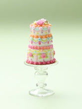 Load image into Gallery viewer, Colourful Three Tiered Rainbow Iced Cake - OOAK Handmade 12th Scale Dollhouse Miniature Food