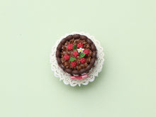 Load image into Gallery viewer, Chocolate and Raspberry Charlotte Dessert - Handmade miniature dollhouse food in 12th scale
