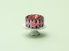 Load image into Gallery viewer, Chocolate and Raspberry Charlotte Dessert - Handmade miniature dollhouse food in 12th scale