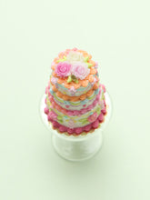 Load image into Gallery viewer, Colourful Three Tiered Rainbow Iced Cake - OOAK Handmade 12th Scale Dollhouse Miniature Food