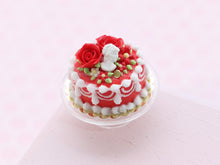 Load image into Gallery viewer, Red Velvet Rose and Cameo Cake - OOAK - Handmade Miniature Dollhouse Food