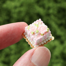 Load image into Gallery viewer, Pink Roses Square Cake - OOAK - Handmade Miniature Dollhouse Food