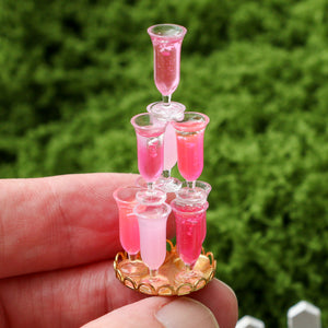 Pink Cocktail Tower - Handmade Miniature Dollhouse Food