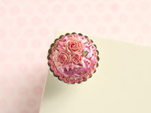 Load image into Gallery viewer, Pink and Gold Rose Cream Cake - 12th Scale Handmade Miniature Food