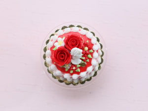 Red Velvet Rose and Cameo Cake - OOAK - Handmade Miniature Dollhouse Food