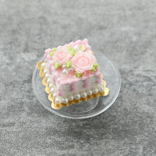 Load image into Gallery viewer, Pink Roses Square Cake - OOAK - Handmade Miniature Dollhouse Food