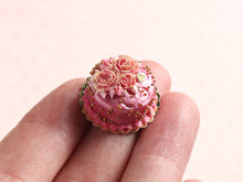 Load image into Gallery viewer, Pink and Gold Rose Cream Cake - 12th Scale Handmade Miniature Food