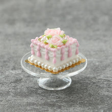 Load image into Gallery viewer, Pink Roses Square Cake - OOAK - Handmade Miniature Dollhouse Food