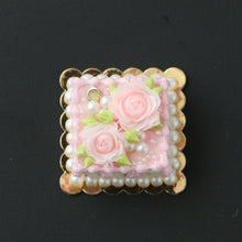 Load image into Gallery viewer, Pink Roses Square Cake - OOAK - Handmade Miniature Dollhouse Food