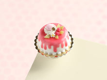 Load image into Gallery viewer, Raspberry Drip Cake with Cream and Macaroon - 12th Scale Handmade Miniature Food