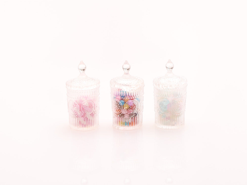 Set of Three Decorative Candy Jars - Handmade Dollhouse Miniature Food