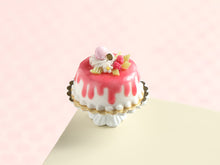 Load image into Gallery viewer, Raspberry Drip Cake with Cream and Macaroon - 12th Scale Handmade Miniature Food