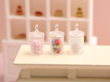 Load image into Gallery viewer, Set of Three Decorative Candy Jars - Handmade Dollhouse Miniature Food
