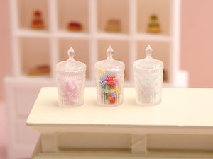 Set of Three Decorative Candy Jars - Handmade Dollhouse Miniature Food