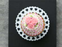 Load image into Gallery viewer, Three-Tiered Pink Rose Celebration Cake - Handmade Miniature Food